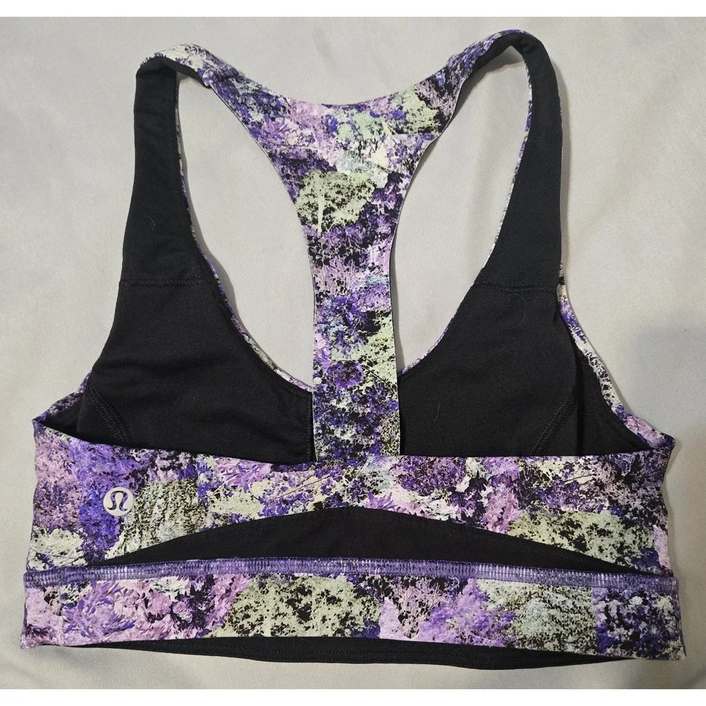 Lululemon Break Free Sports Bra T Shaped Back Purple/Black Size 4 No Inserts